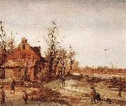 Esaias Van de Velde Winter Landscape oil
